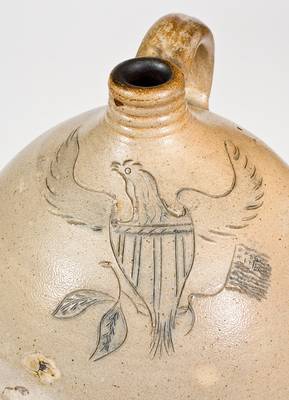 Very Fine Stoneware Jug with Incised Federal Eagle, attrib. Daniel Goodale, Hartford, CT