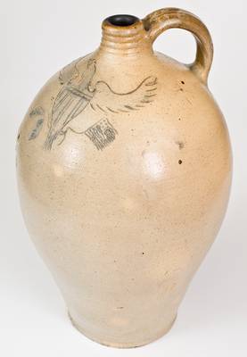 Very Fine Stoneware Jug with Incised Federal Eagle, attrib. Daniel Goodale, Hartford, CT