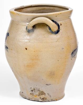 Very Fine Stoneware Jar with Incised Two-Sided Bird Decoration, Manhattan or New Jersey origin, c1800