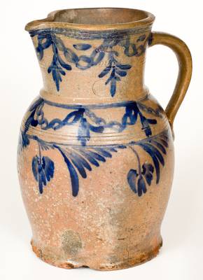 Exceptional IRELAND & DUEY, Mount Crawford, VA Stoneware Pitcher w/ Elaborate Decoration