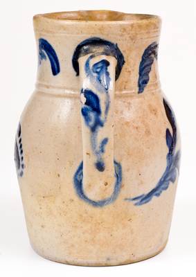 Rare 1/2 Gal. JOHN BELL / WAYNESBORO Stoneware Pitcher w/ Cobalt Floral Decoration