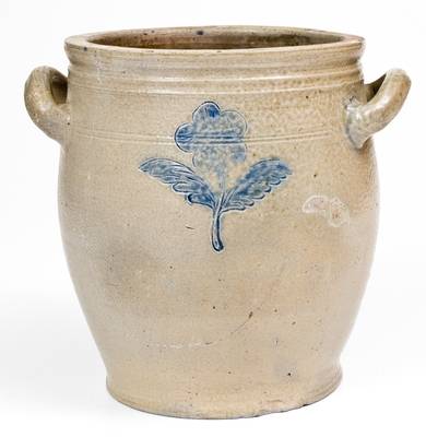 Exceedingly Rare Stoneware Jar w/ Impressed Dove-of-Peace Motif, att. Jonathan Fenton, Boston (Only Known Example)