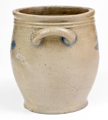 Exceedingly Rare Stoneware Jar w/ Impressed Dove-of-Peace Motif, att. Jonathan Fenton, Boston (Only Known Example)