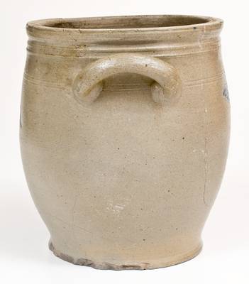 Exceedingly Rare Stoneware Jar w/ Impressed Dove-of-Peace Motif, att. Jonathan Fenton, Boston (Only Known Example)