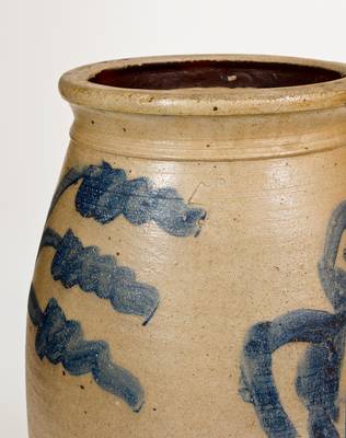 Rare 4 Gal. Ohio Stoneware Churn with Dancing Man Decoration