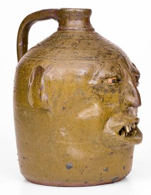 Extremely Rare Face Jug by Chester Hewell at the Lanier Meaders Pottery, 1975