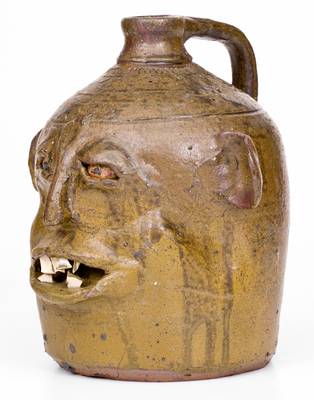 Extremely Rare Face Jug by Chester Hewell at the Lanier Meaders Pottery, 1975