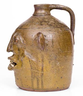 Extremely Rare Face Jug by Chester Hewell at the Lanier Meaders Pottery, 1975