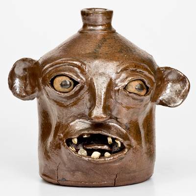 Extremely Rare Face Jug, Chester Hewell at the Lanier Meaders Pottery, 1975