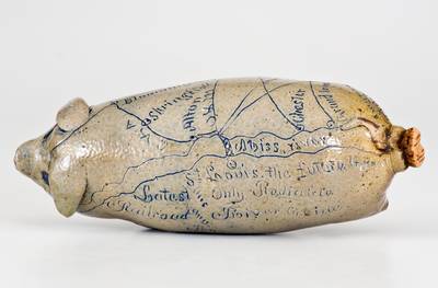 Rare Anna Pottery Salt-Glazed New Year s Day Pig Bottle, 1886