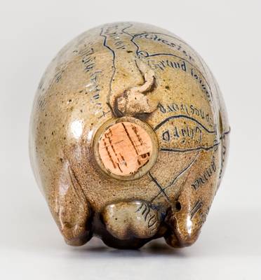 Rare Anna Pottery Salt-Glazed New Year s Day Pig Bottle, 1886