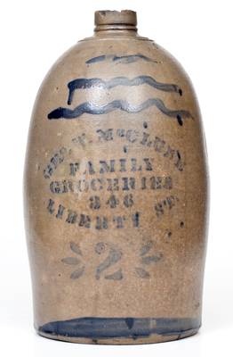 Geo W. McClure / Family Groceries / 346 Liberty St. (Pittsburgh) Stoneware Jug