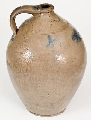 Very Rare W. NICHOLS / PO'KEEPSIE Decorated Stoneware Jug, Poughkeepsie, NY, c1823