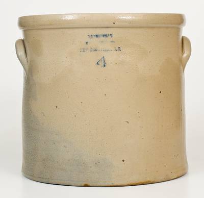 Rare T. F. CONNOLLY / NEW BRUNSWICK, NJ Stoneware Crock w/ Bold Bird Decoration