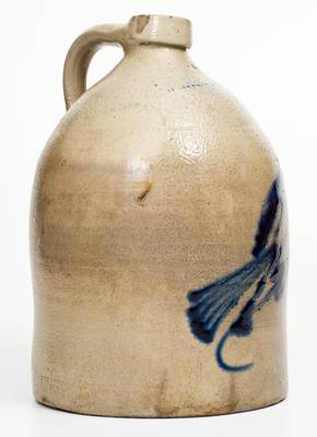 2 Gal. WHITES UTICA Stoneware Jug with Bird Decoration