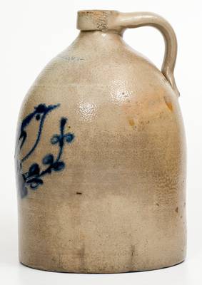 2 Gal. WHITES UTICA Stoneware Jug with Bird Decoration