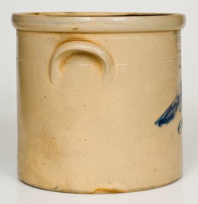 Unusual 3 Gal. FULPER BROS. / FLEMINGTON, NJ Stoneware Crock w/ Bird Decoration