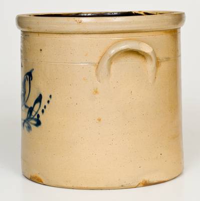 Unusual 3 Gal. FULPER BROS. / FLEMINGTON, NJ Stoneware Crock w/ Bird Decoration