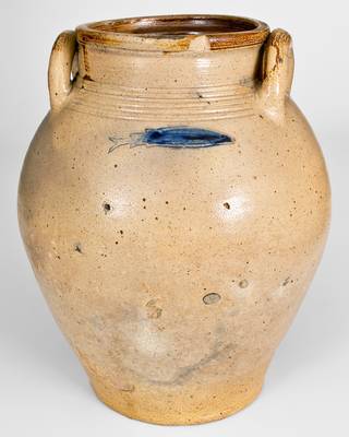 Scarce Stoneware Jar with Impressed Fish, attrib. Frederick Carpenter, Charlestown, Mass.