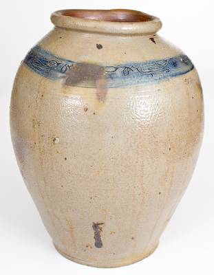 2 Gal. Ovoid Stoneware Jar with Coggled Bird Decoration att. Branch Green, Philadelphia, PA