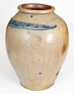 2 Gal. Ovoid Stoneware Jar with Coggled Bird Decoration att. Branch Green, Philadelphia, PA