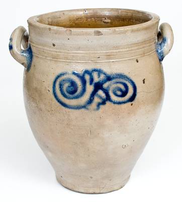 2 Gal. Stoneware Jar with Watchspring Decoration, NYC or New Jersey, late 18th century