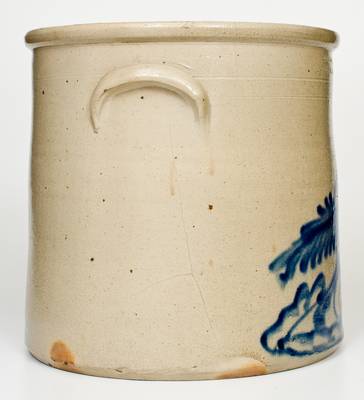 Fine 6 Gal. ADAM CAIRE / PO'KEEPSIE, NY Stoneware Crock with Large Bird-on-Stump Design