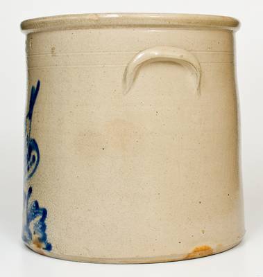 Fine 6 Gal. ADAM CAIRE / PO'KEEPSIE, NY Stoneware Crock with Large Bird-on-Stump Design
