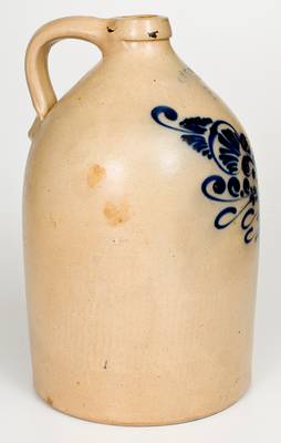 3 Gal. J. & E. NORTON / BENNINGTON, VT Stoneware Jug with Elaborate Slip-Trailed Design