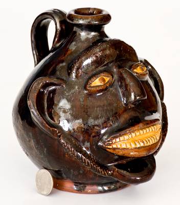 Exceptional Redware Face Jug Dated Oct. 5, 1844, Northeastern origin, possibly NJ