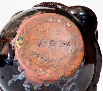 Exceptional Redware Face Jug Dated Oct. 5, 1844, Northeastern origin, possibly NJ