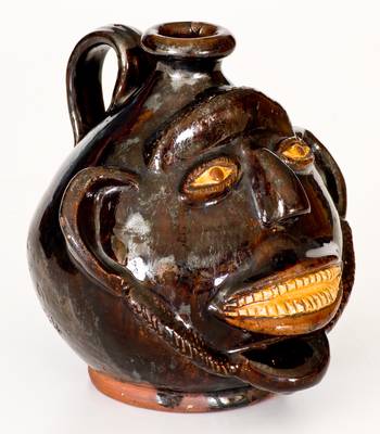 Exceptional Redware Face Jug Dated Oct. 5, 1844, Northeastern origin, possibly NJ
