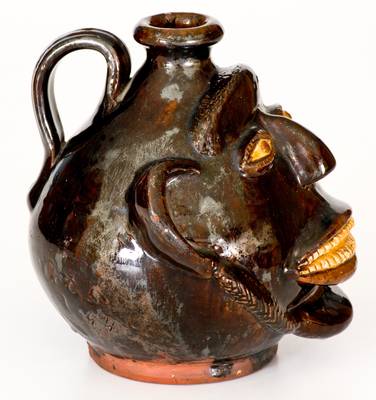 Exceptional Redware Face Jug Dated Oct. 5, 1844, Northeastern origin, possibly NJ