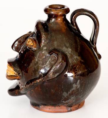Exceptional Redware Face Jug Dated Oct. 5, 1844, Northeastern origin, possibly NJ
