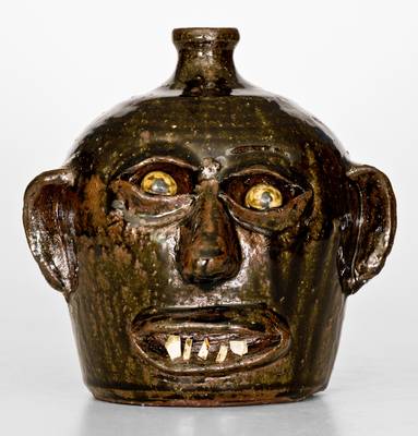 Fine Early Lanier Meaders Face Jug, Cleveland, GA, circa 1965-70