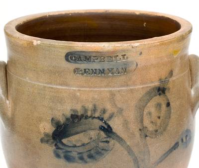 Rare CAMPBELL / PENN YAN Stoneware Jar with Floral Decoration