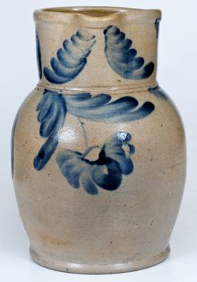 1/2 Gal. Baltimore Stoneware Pitcher w/ Floral Decoration, circa 1860