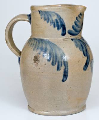 1/2 Gal. Baltimore Stoneware Pitcher w/ Floral Decoration, circa 1860