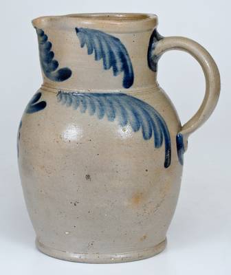 1/2 Gal. Baltimore Stoneware Pitcher w/ Floral Decoration, circa 1860