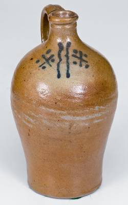 Rare attrib. Adam States, Manhattan or Greenwich, CT 1/4 Gal. Stoneware Jug, mid 18th century