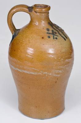 Rare attrib. Adam States, Manhattan or Greenwich, CT 1/4 Gal. Stoneware Jug, mid 18th century