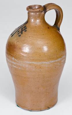 Rare attrib. Adam States, Manhattan or Greenwich, CT 1/4 Gal. Stoneware Jug, mid 18th century