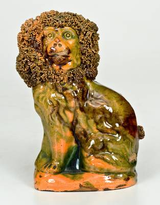 Rare Multi-Glazed Redware Dog by George Wagner, Carbon County, PA