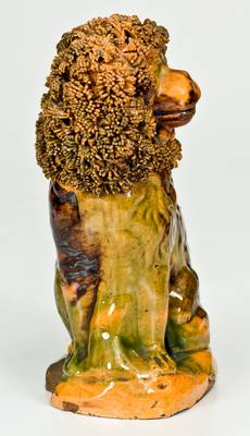 Rare Multi-Glazed Redware Dog by George Wagner, Carbon County, PA