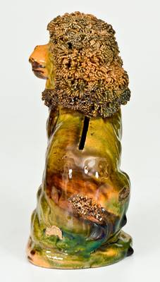 Rare Multi-Glazed Redware Dog by George Wagner, Carbon County, PA