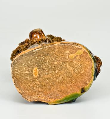 Rare Multi-Glazed Redware Dog by George Wagner, Carbon County, PA