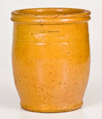 Fine Small-Sized JOHN BELL / WAYNESBORO Yellow-Glazed Redware Jar