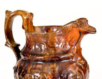 Rare JOHN BELL / WAYNESBORO Small-Sized Molded Redware Pitcher