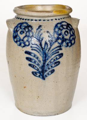 Fine B. C. MILBURN, Alexandria, VA, Stoneware Jar w/ Bold Slip-Trailed Floral Decoration
