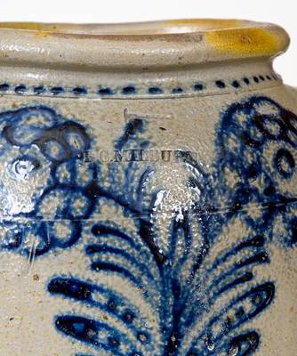 Fine B. C. MILBURN, Alexandria, VA, Stoneware Jar w/ Bold Slip-Trailed Floral Decoration